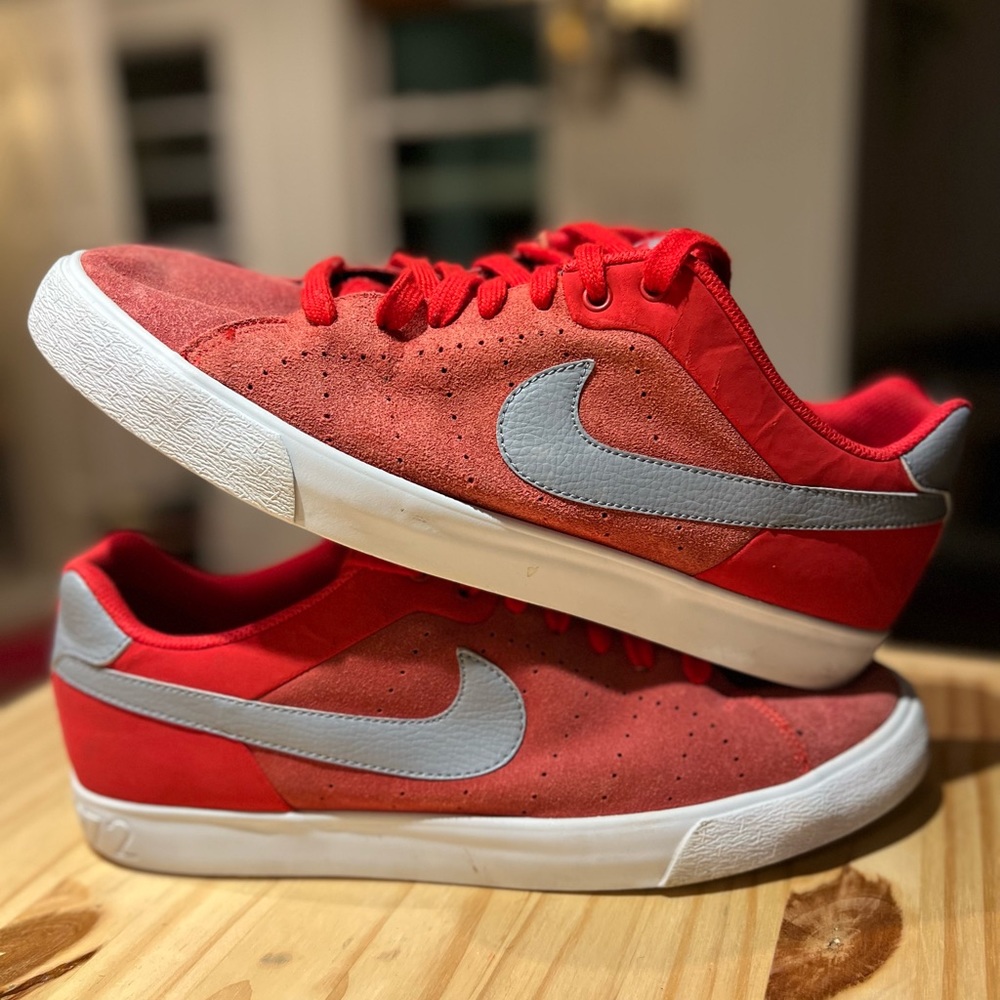 Pre-Owned  NIKE Court Tour Men's Casual Sneakers Suede Red Gray Size 10.5